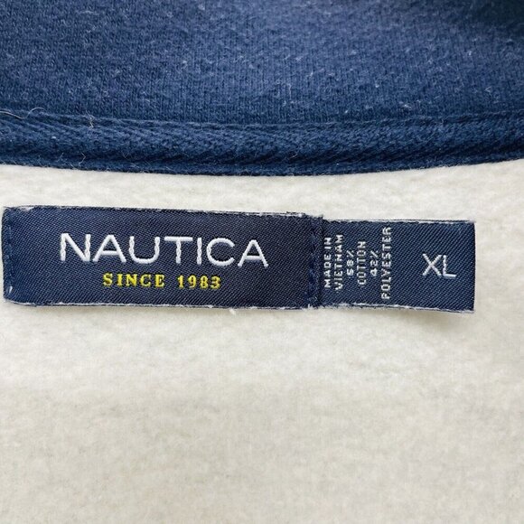 Nautica Mens Size XL 1/4 Zip Mock Neck Fleece Lined Pullover Sweatshirt in Gray - Picture 4 of 5